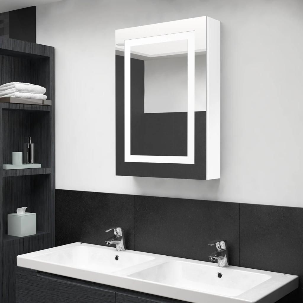 vidaXL Specchio LED per bagno Bianco lucido 50x13x70 cm Immagine del prodotto 