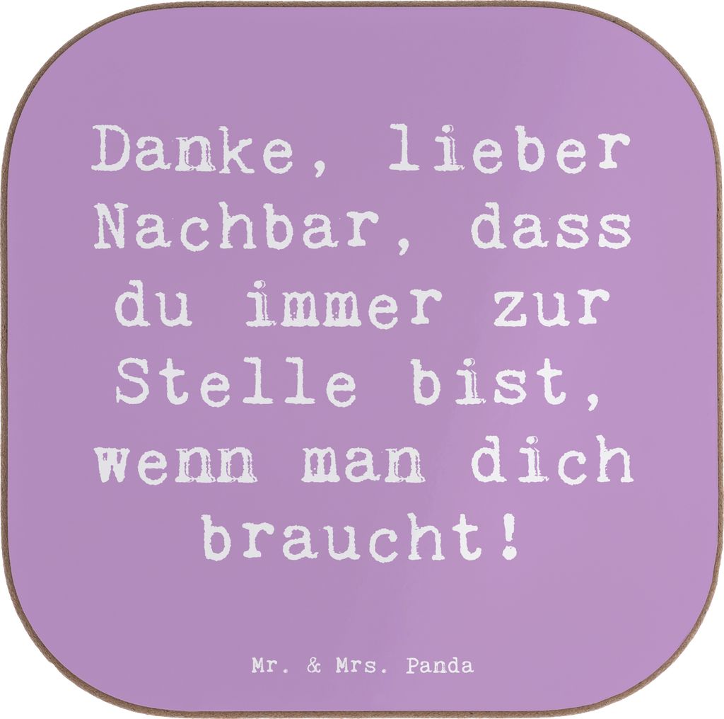 Mr. & Mrs. Panda Tischuntersetzer Spruch Danke Nachbar - Lavendeltraum - Geschenk, Nachbarschaftshilfe, Nachbarschaft, Untersetzer Gläser, sagen, ...