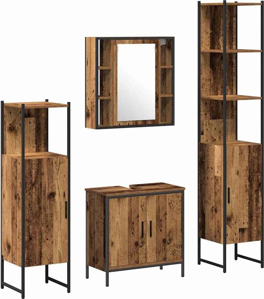 Badezimmermöbel Set mit Regal 4 pcs Braun 33 x 33 x 185.5 cm