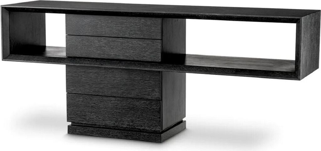 Casa Padrino Luxus Konsole Schwarzgrau 180 x 46 x H. 76 cm - Rechteckiger Konsolentisch mit 4 Schubladen - Wohnzimmer Möbel - Hotel Möbel - Luxus...