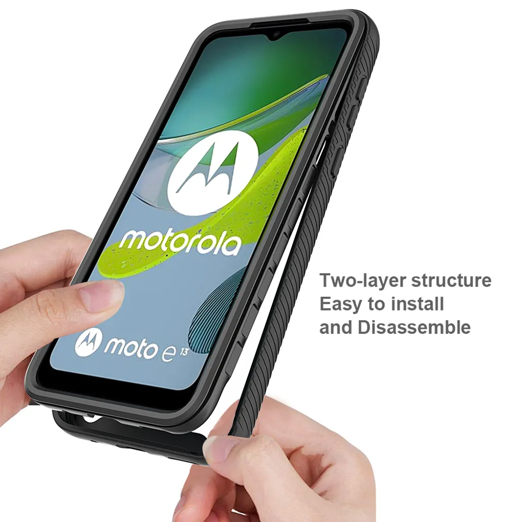 Offerta Cover Moto E13 - Custodia Ibrida Trasparente e Bumper Nero - 6