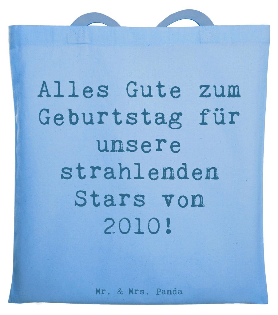 Mr. & Mrs. Panda Shopping Tasche Spruch 2010 Geburtstag Stars - Sky Blue - Geschenk, Alter, Laptoptasche, Feierlichkeiten, Geburtstagsfeier, studen...