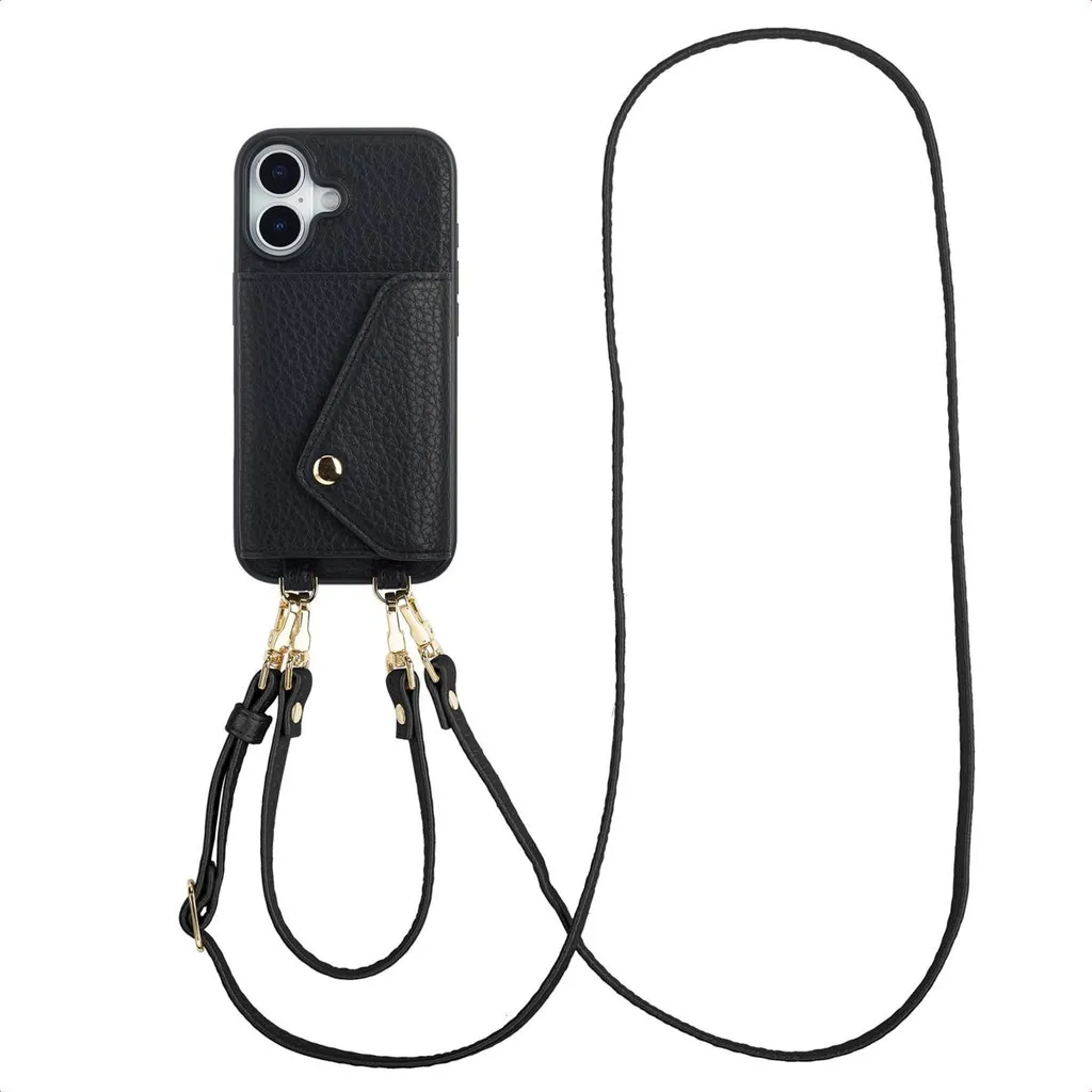Selencia Sera Custodia per cellulare con cordino e porta carte a busta iPhone 17 - Nero