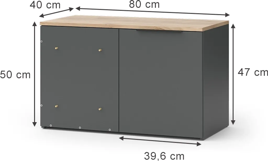 Commode d'angle Vicco Wido Anthracite 80 cm Meuble de Rangement Bas - 3