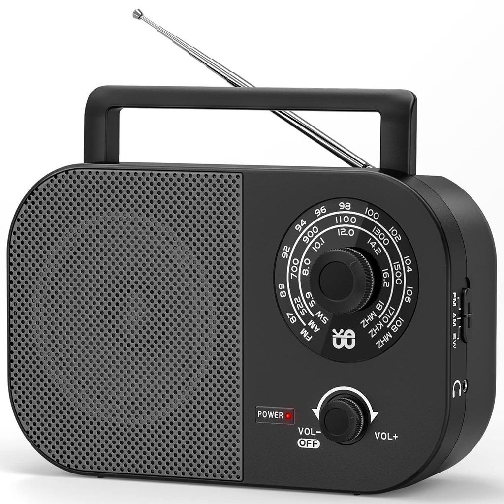 Tragbares Radio AM,FM,SW,UKW Kofferradio Netz und Batteriebetrieb, mit Bestem Empfang, fürZuhause/Outdoor/Camping/Notfall, Schwarz