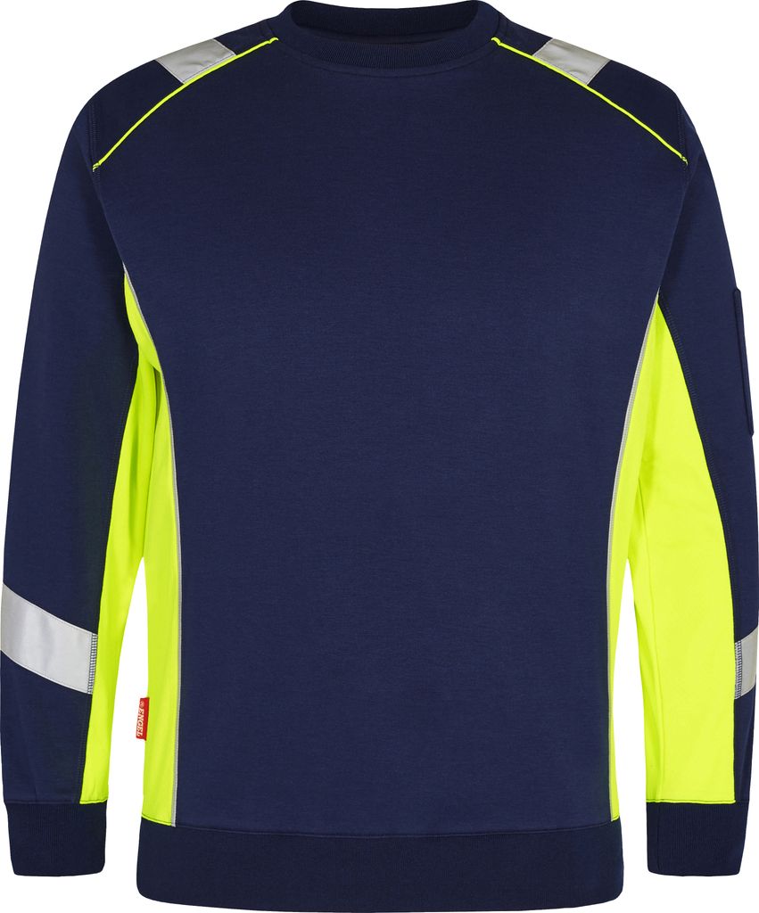 F. Engel Cargo Sweatshirt, Blue Ink/Gelb, Gr. 4XL