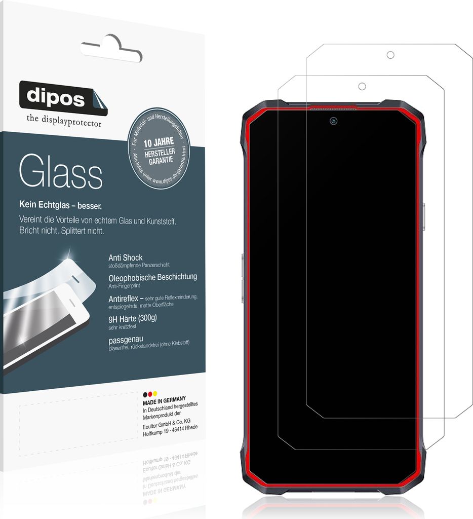 2x Schutzfolie für Hotwav T7 matt - Anti-Shock 9H Folie dipos Glass Kunststoffglas