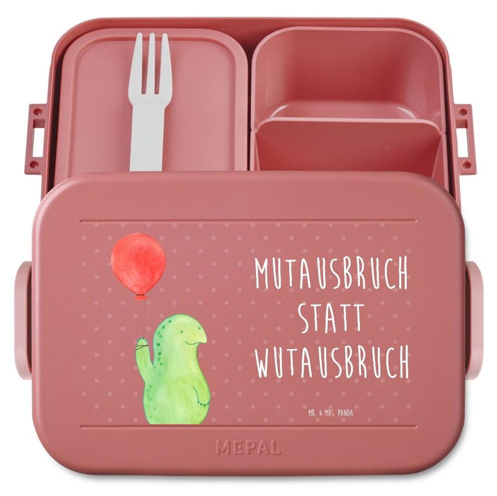 Mr. & Mrs. Panda Snackbox Schildkröte Luftballon Motiv - Rot Pastell - Geschenk, Motivationsspruch, Lunchbox, Bento Box, Vesperbox, Schildkröten,...