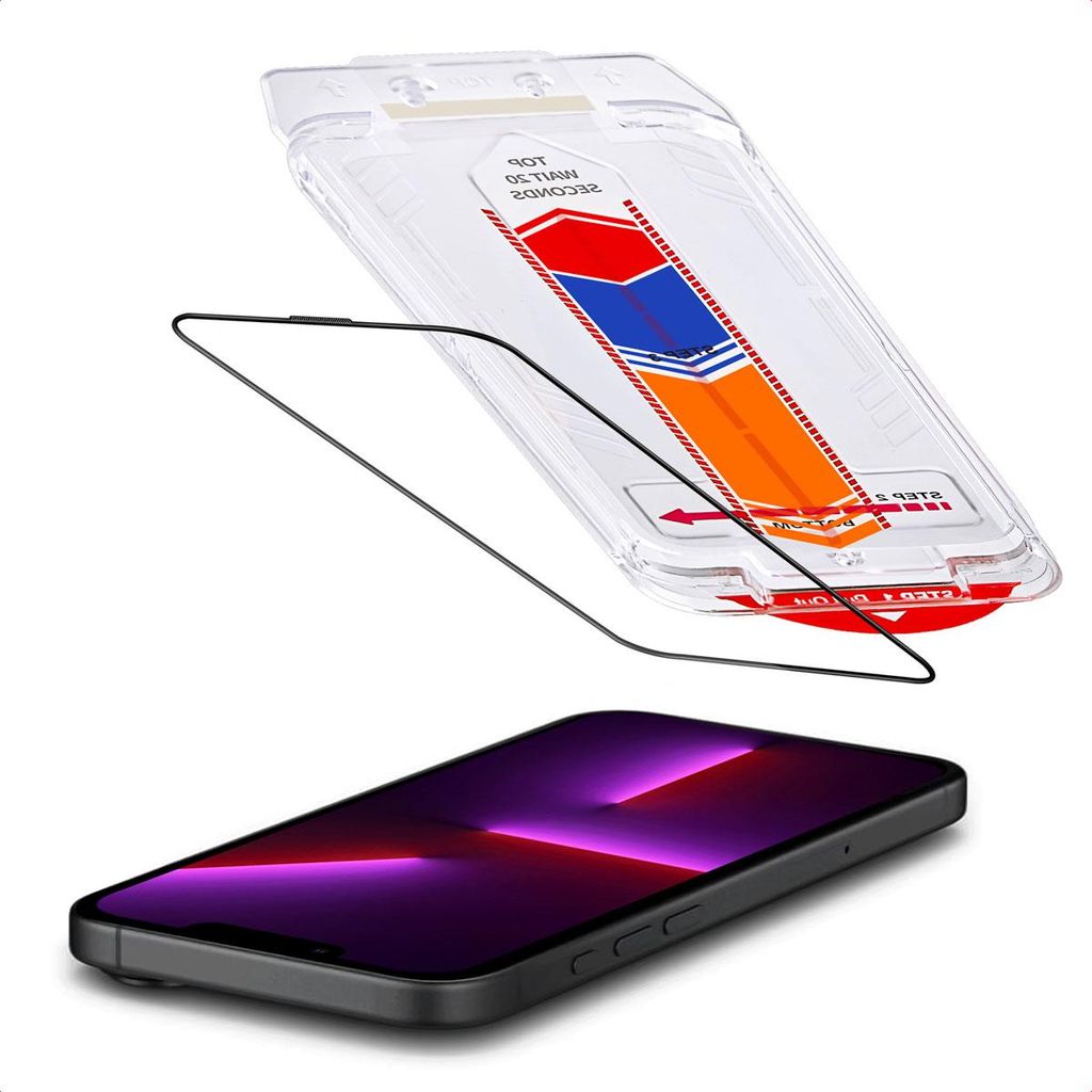 Accezz Gehärteter Glas-Schutz + Applikator iPhone 13 / 13 Pro / 14 / 16e