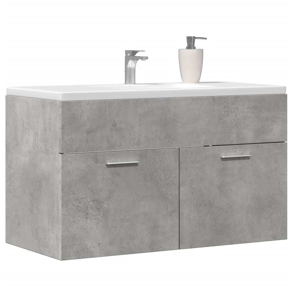 "2026 Aktion" Waschbeckenunterschrank - CLORIS - Badezimmerschrank - schlichte Design - Betongrau 80x38,5x46 cm Holzwerkstoff - DEMöbel5889601