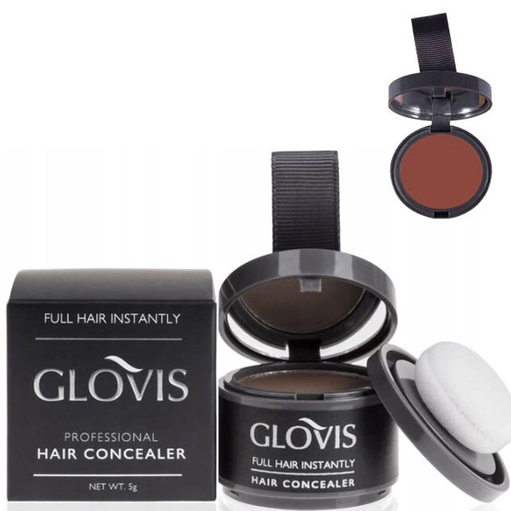 Glovis Haar Concealer KASTANIEBRAUN - Ansatzpuder Haarverdichtungspuder Ansatz kaschieren Bartauffüllung