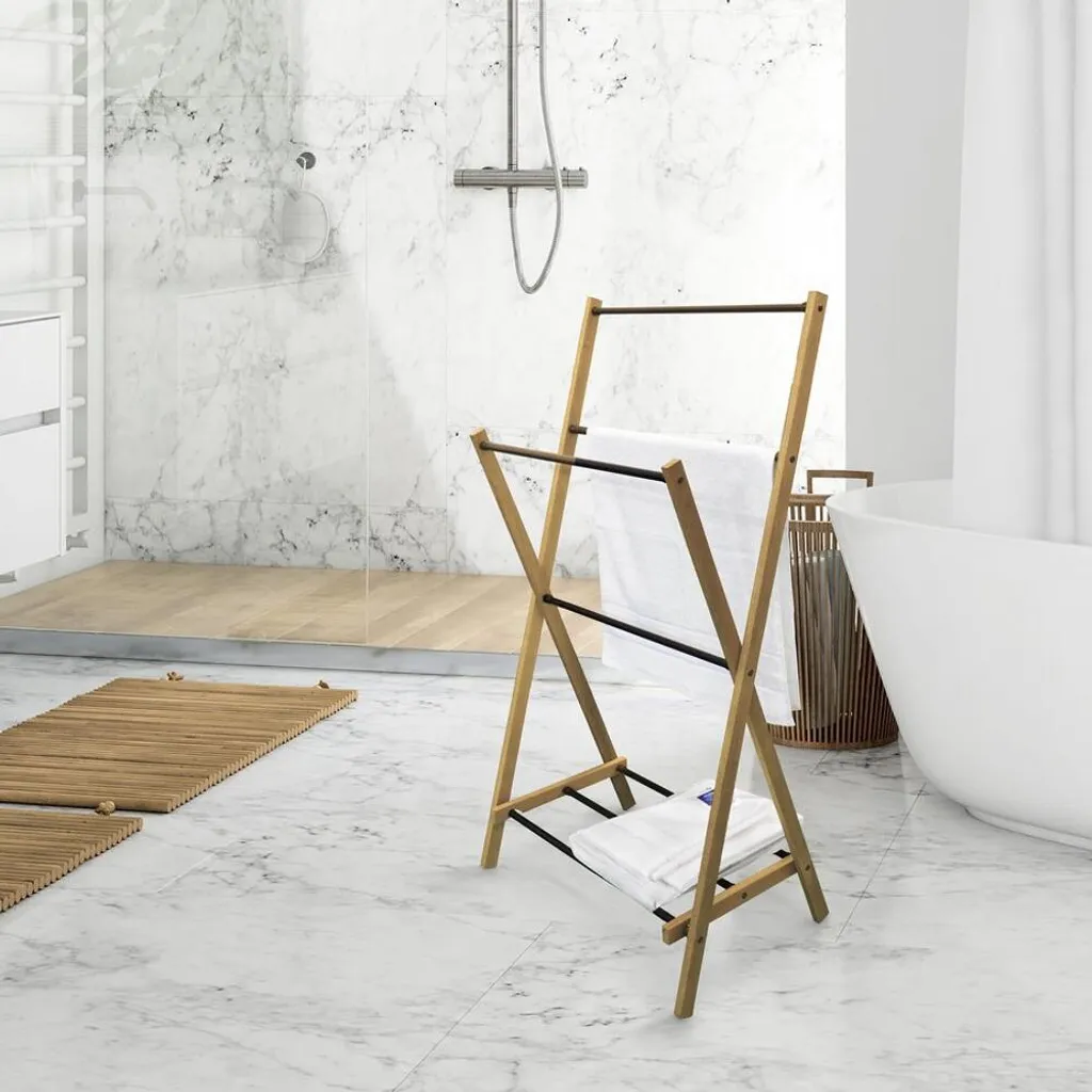 Support serviettes pliable en bois pour petits espaces et salles d'eau