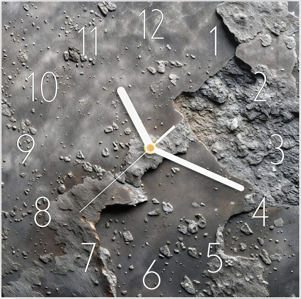 Wanduhr aus Glas mit Motiv Verwitterte Oberfläche- 30 x 30 cm - inkl. Aufhängesystem