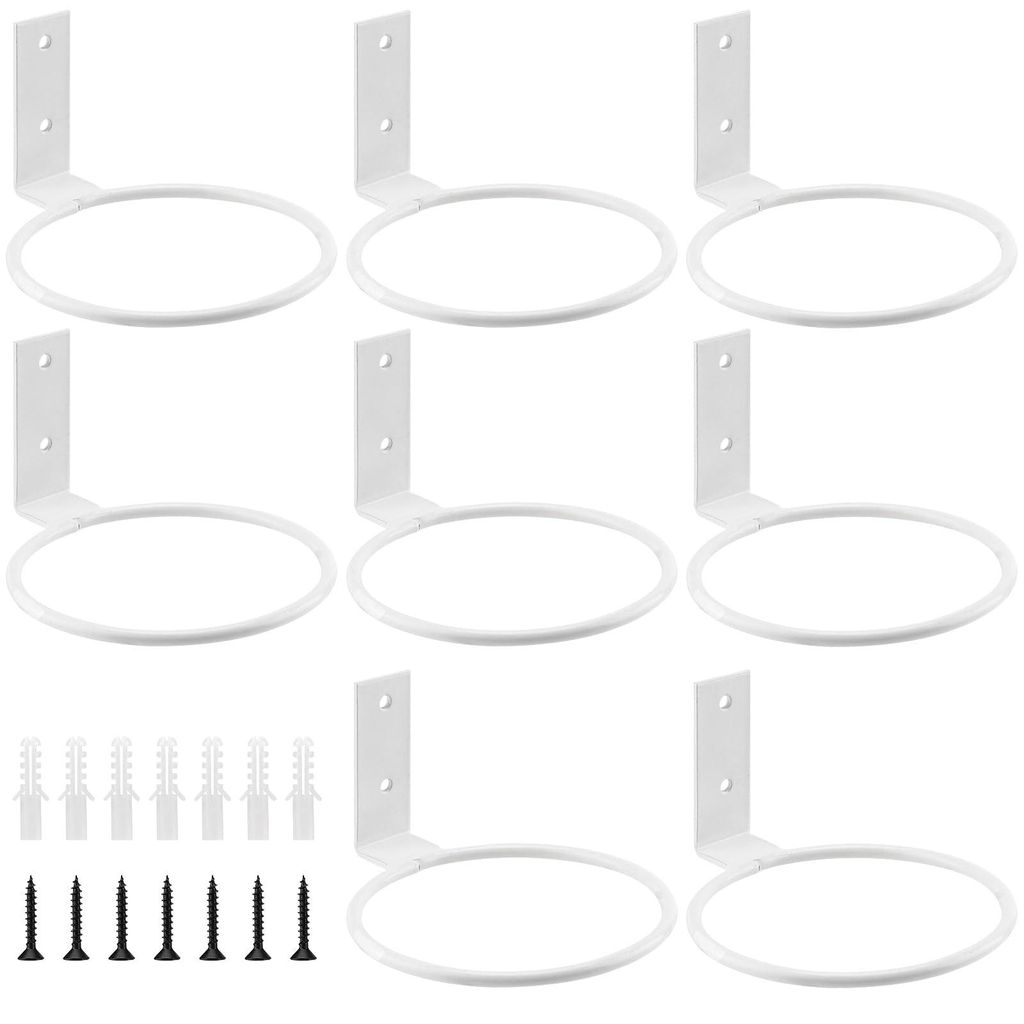 8-teiliges Set aus 10 cm großen weißen Metall-Wandhalterungen für Blumentöpfe, Pflanzenringe für Blumentöpfe im Garten und auf dem Balkon.