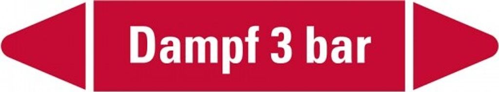 Aufkleber I Rohrleitungsetikett Dampf 3 bar, rot/weiß, für Ø 15-25mm, 75x17mm...