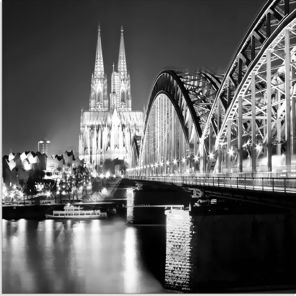 ARTland Glasbild Köln Skyline Abstrakte Collage 19 Größe: 30x30 cm