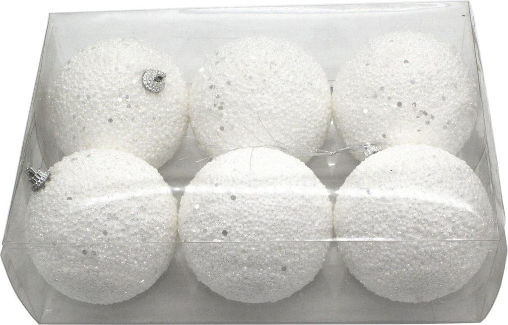 Weihnachtskugel Schneeball mit Glitzer Ø 8 cm - 24 Stück