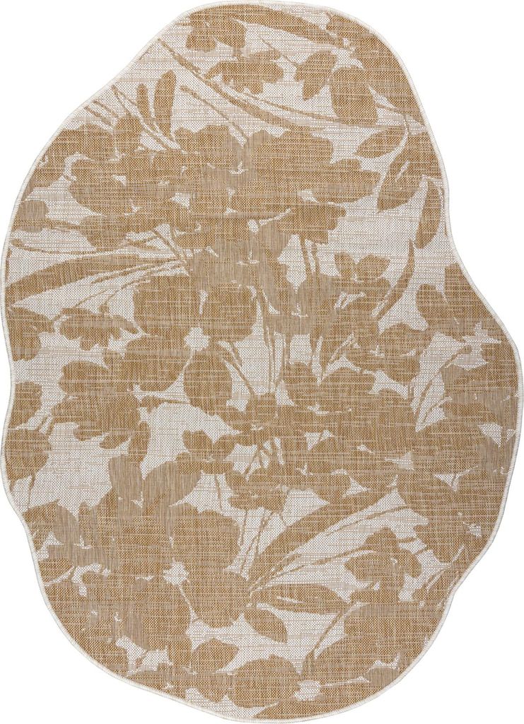 ORGANIC 2735 Sisalteppich Blumen Ecru / natürliche – moderne unregelmäßige Form beige 160x220 cm