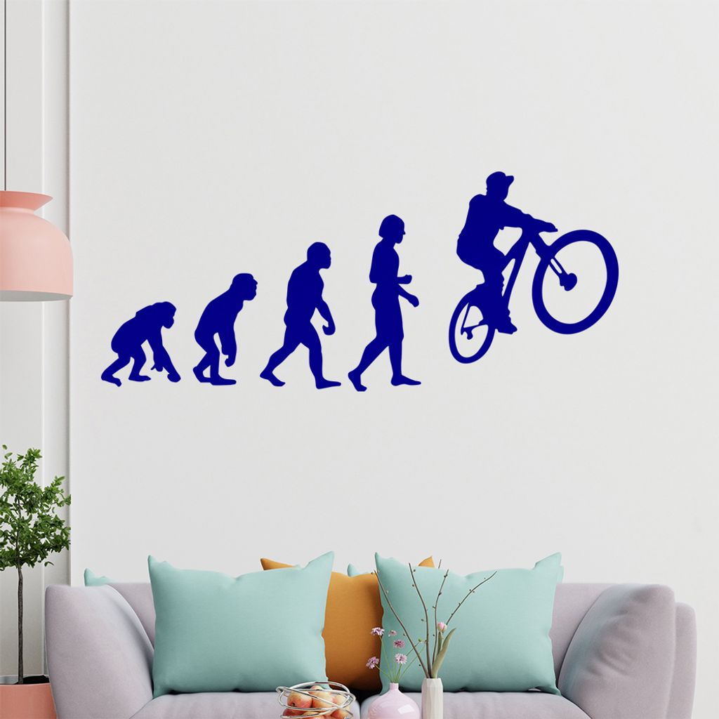 KIWISTAR Evolution BMX-Fahrer Charles Darwin Wandtattoo in 6 Größen - Wandaufkleber Wall Sticker - Dekoration, Küche, Wohnzimmer, Schlafzimmer, ...