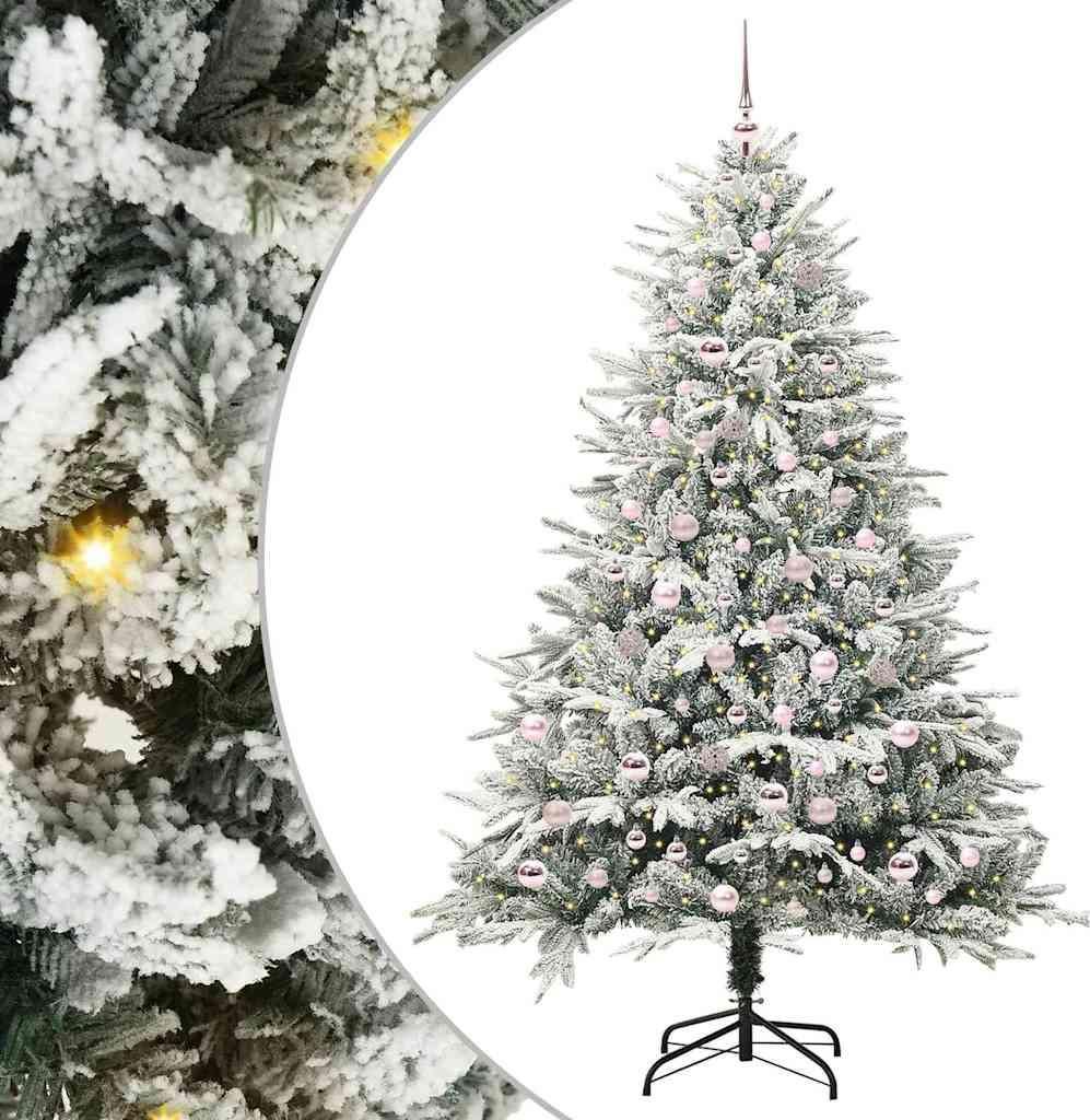 vidaXL Künstlicher vorbeleuchteter Weihnachtsbaum mit Kugelset Grün