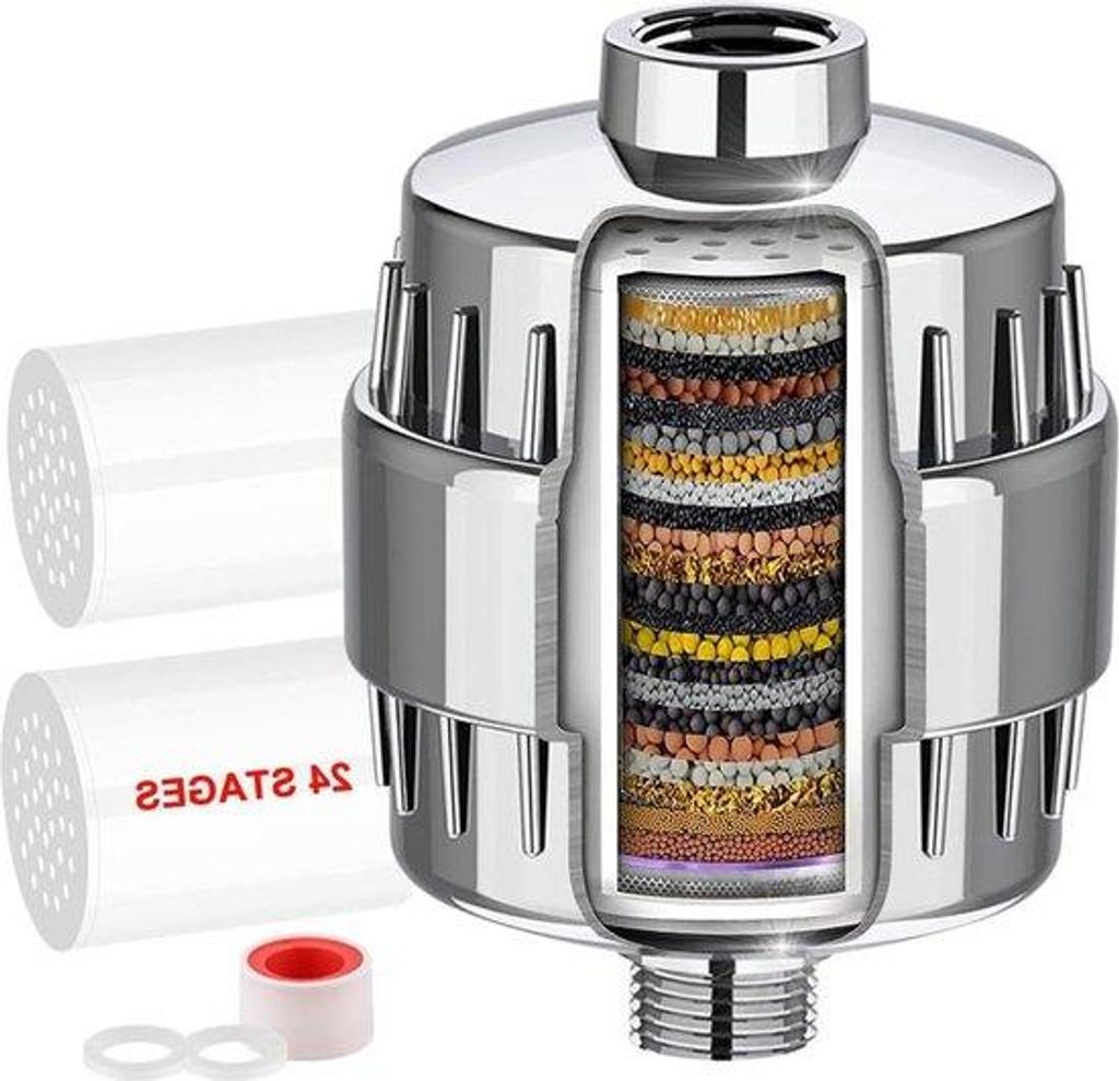 Starker Kalkfilter Dusche mit 2 Ersatzfiltern für hartes Wasser