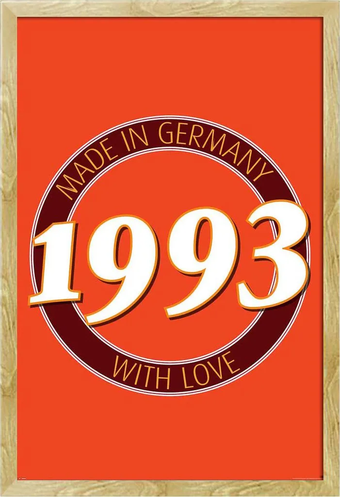 Poster di compleanno - Poster - 1993 - Germany + cornice rimovibile, Shinsuke® Maxi MDF faggio, vetro acrilico