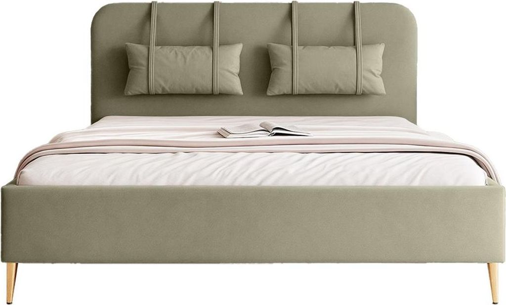 FEDVE Polsterbett Rexal aus Velvet 140x200 cm, Olive