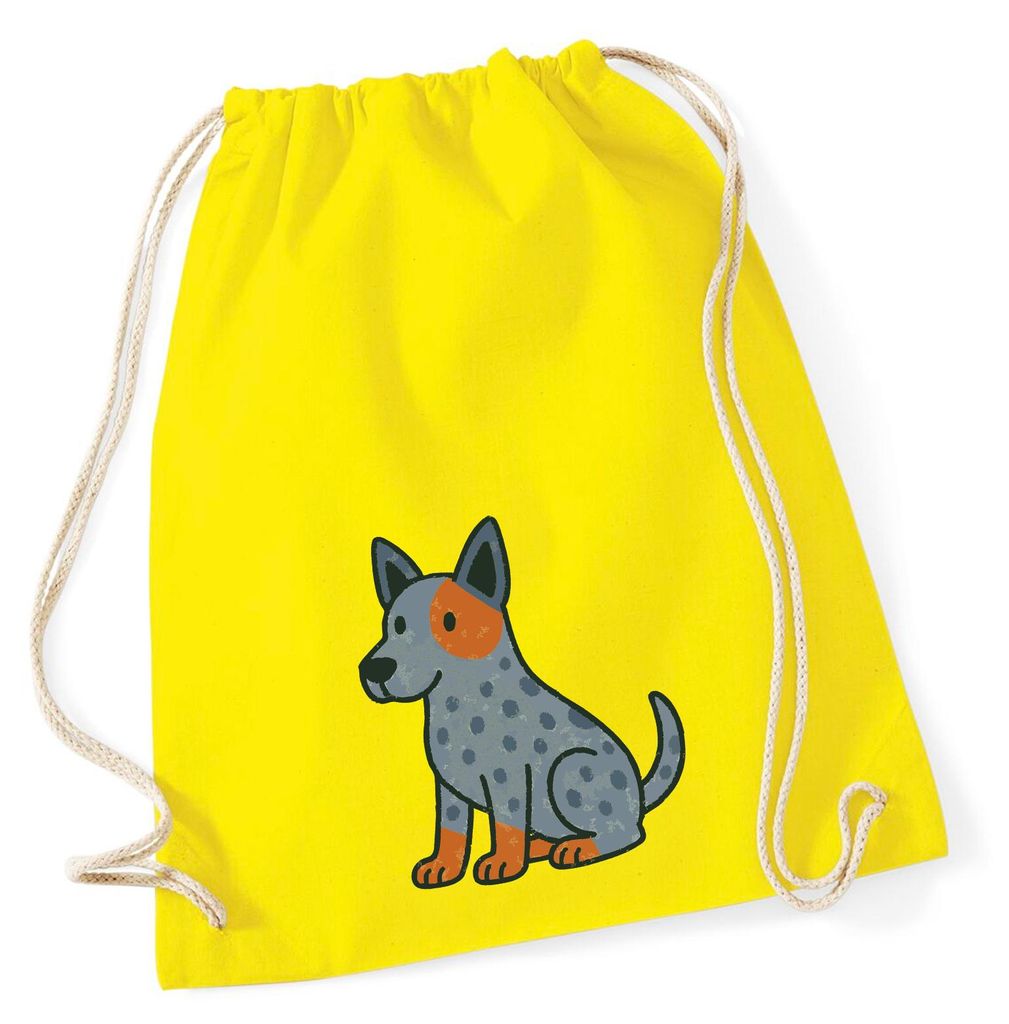 Huuraa Turnbeutel Australian Cattle Dog Comic Heeler 12 Liter Yellow Baumwolle Rucksack Geschenkidee