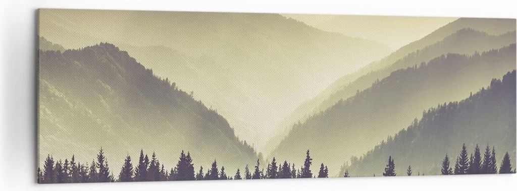 Bild auf Leinwand - Leinwandbild - Berge Wald Natur - 160x50cm - Wand Bild - Wanddeko - Wandbilder - Leinwanddruck - Bilder - Kunstdruck - Wanddeko...