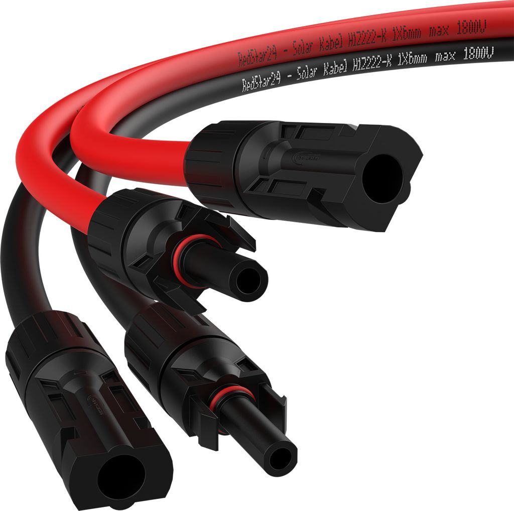 RedStar24 Solarkabel Verlängerung 4mm² 25m - - UV-beständig, Photovoltaik Kabel, PV Kabel, Solar Verlängerungskabel IP68 für Solarpanel