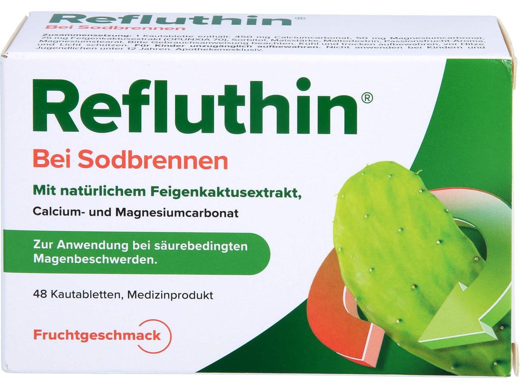 Refluthin Kautabletten bei Sodbrennen Frucht, 48 St. Produktbild 