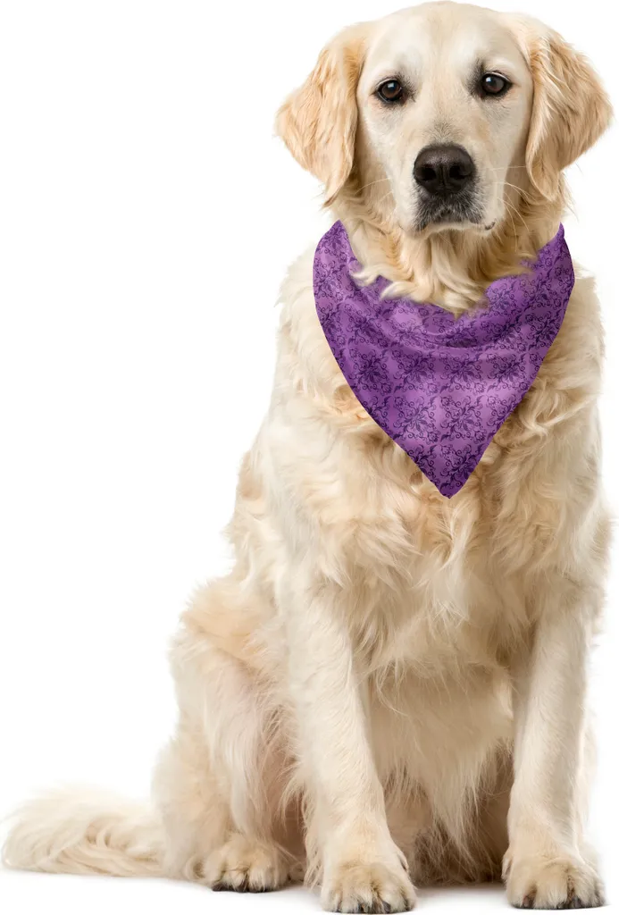 Bandana Vintage per Cani ABAKUHAUS: Eleganza Rococò Viola 40x40 cm