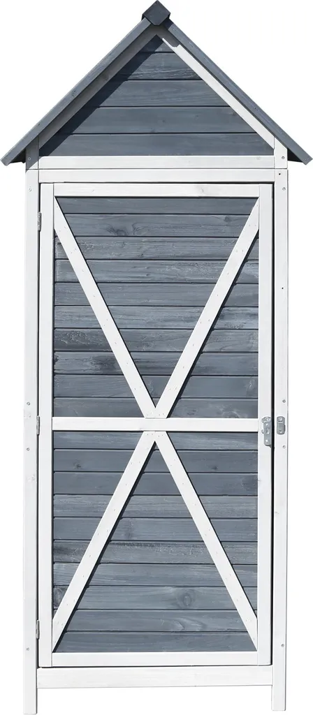 Armoire de rangement pour outils de jardinage bois gris 179 cm haut