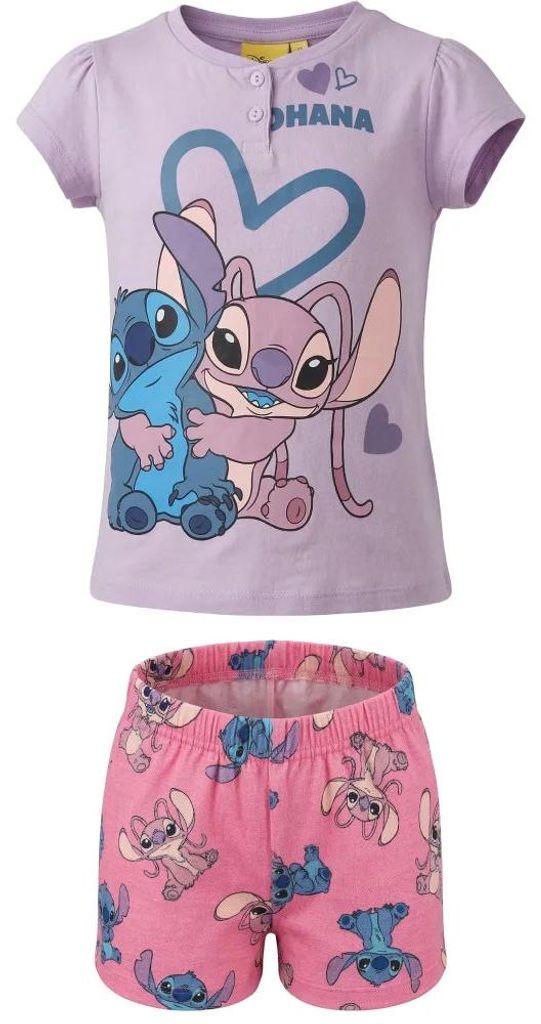 Disney Lilo und Stitch Kinder Mädchen Schlafanzug Pyjama Shirt Hose – Lila / 128