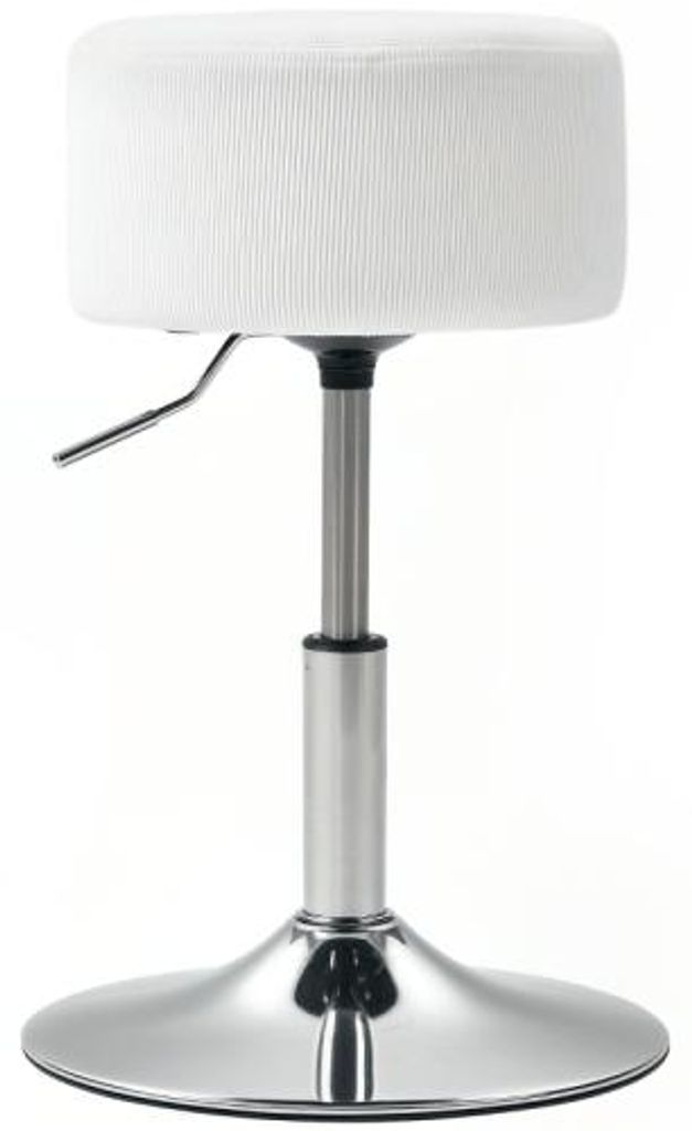 Weiss Barhocker 38.0 x 38.0 x 66.0 cm Polyester Gepolstert Metallgestell Cordoptik Hoehenverstellbar Fussstuetze 360¡ã Drehbar Kuechenstuhl Trese...