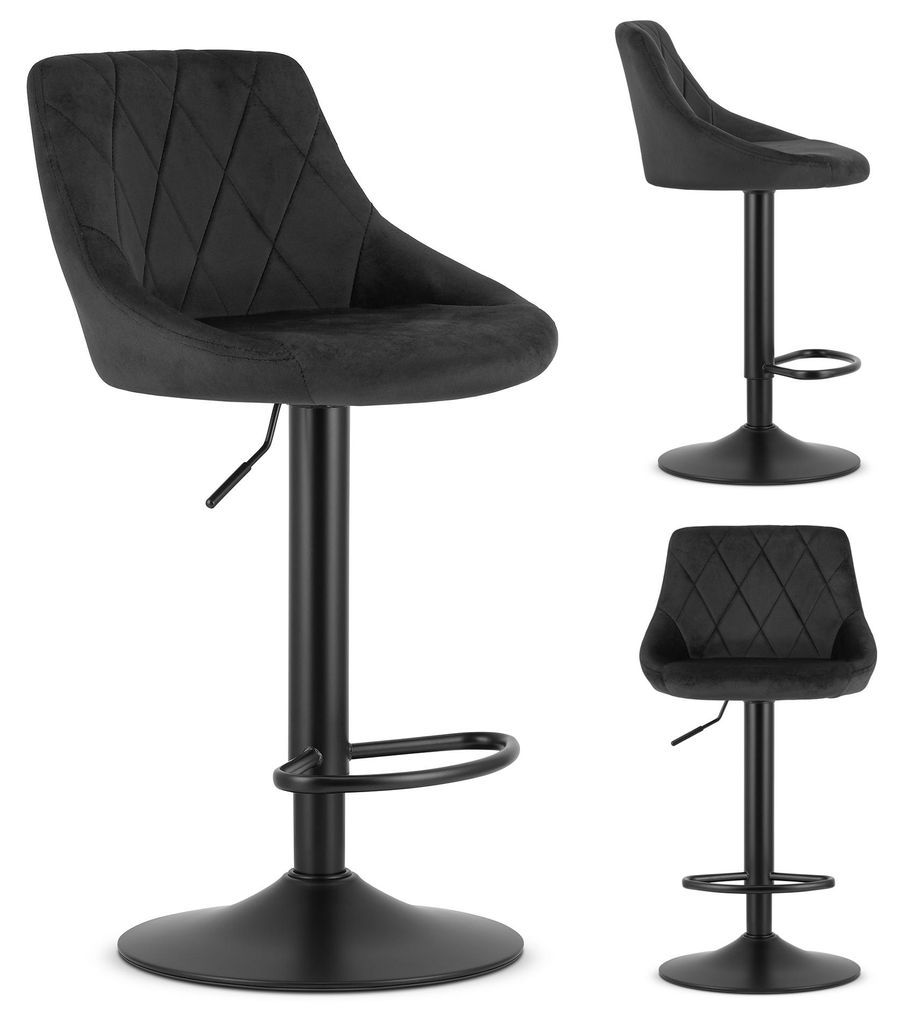 E-W Trading | Barhocker KAST - schwarz - Höhenverstellbar - Ergonomisches Design - 360° drehbar