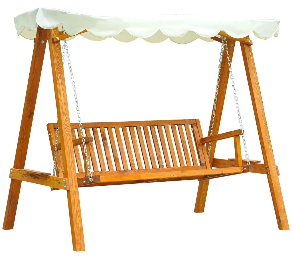 Outsunny 3-Sitzer Hollywoodschaukel Lärche Holz Produktbild 