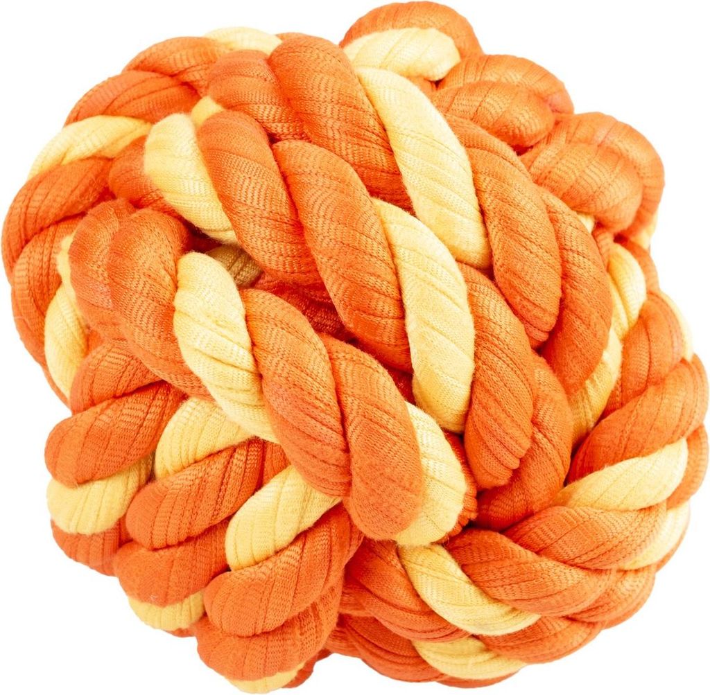 Duvo+ Zahnpflegeball aus Sweaterstoff orange/gelb, Größe: L