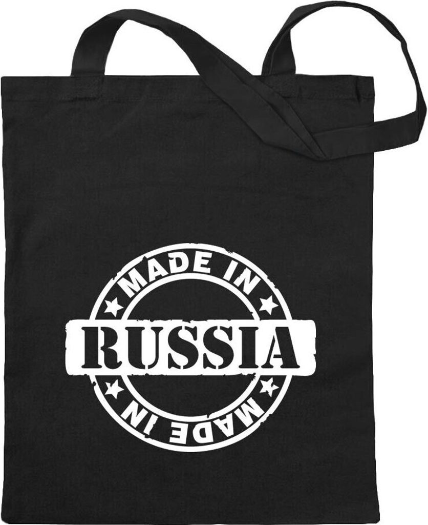 Kiwistar - Baumwolltasche - schwarz - Russia - Tragetasche Stoffbeutel Umhängetasche langer Henkel