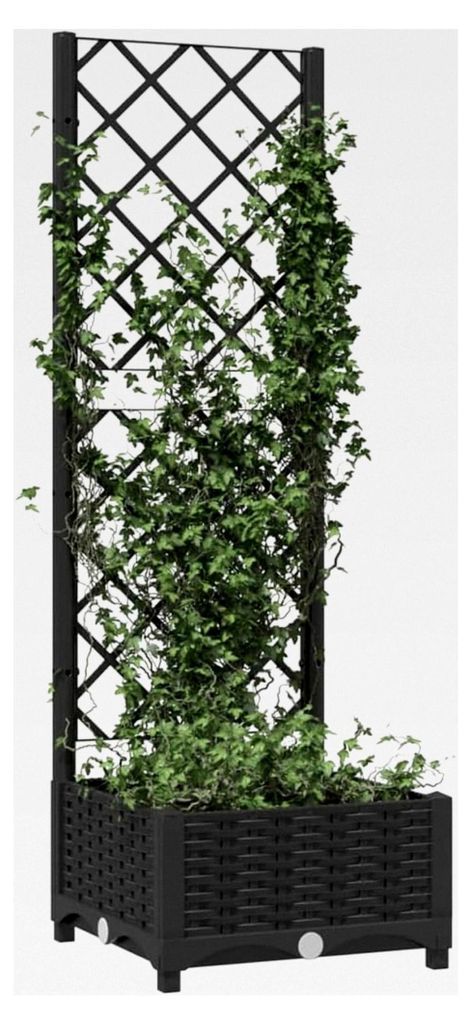 Gartenkübel mit Rankgitter Schwarz 40x40x121,5cm für Balkon und Terrasse