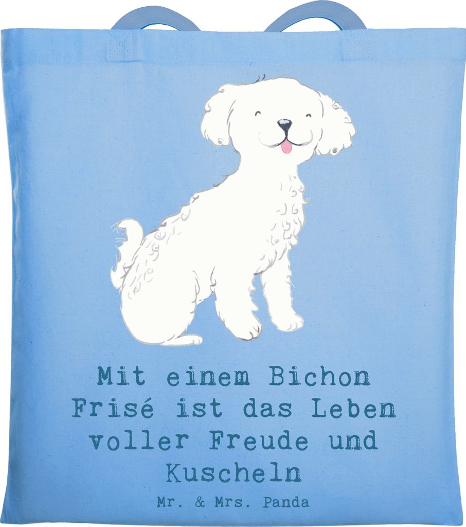 Mr. & Mrs. Panda Schultasche Bichon Frisé Freude - Sky Blue - Geschenk, Tasche, Hund, Flauschig, Jutebeutel, hypoallergen, Tote Bag, Hunderassen, ...