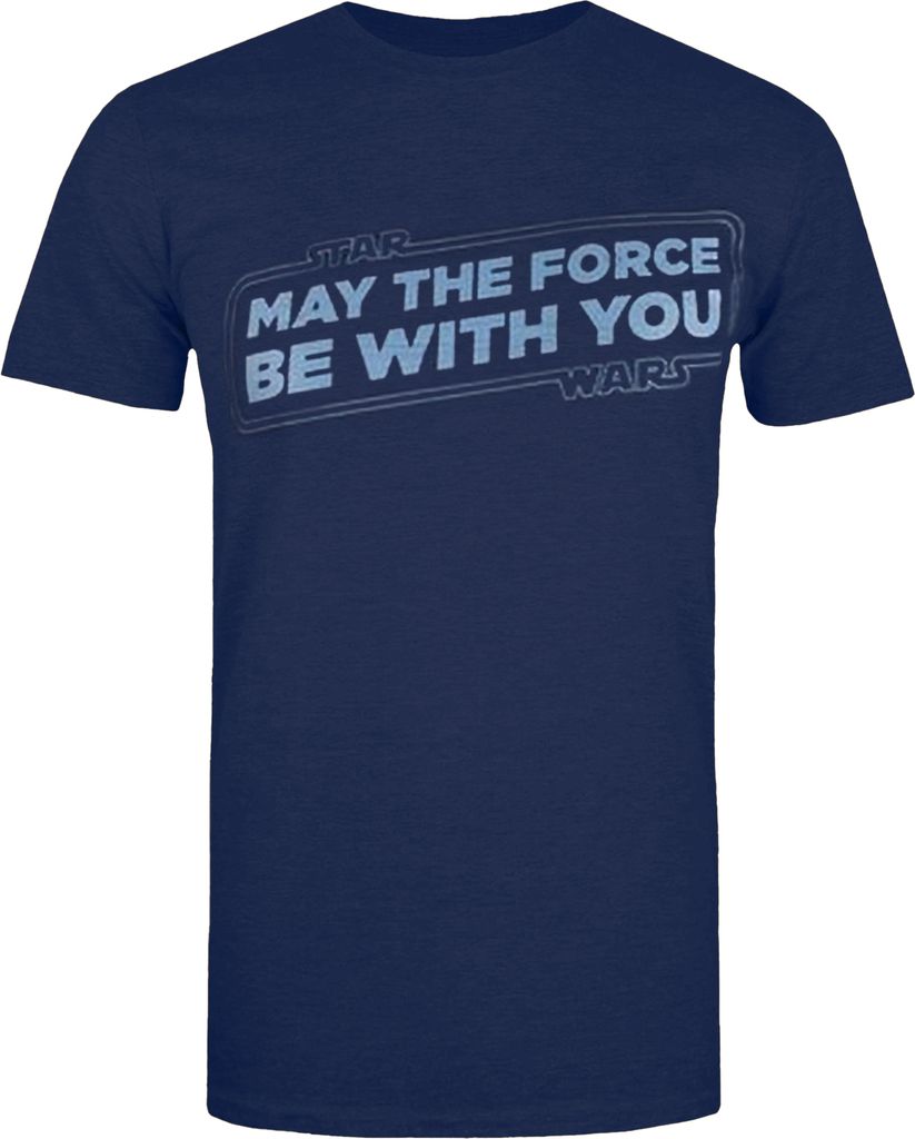 Star Wars - "May The Force Be With You" T-Shirt für Herren TV1472 (L) (Marineblau/Hellblau)
