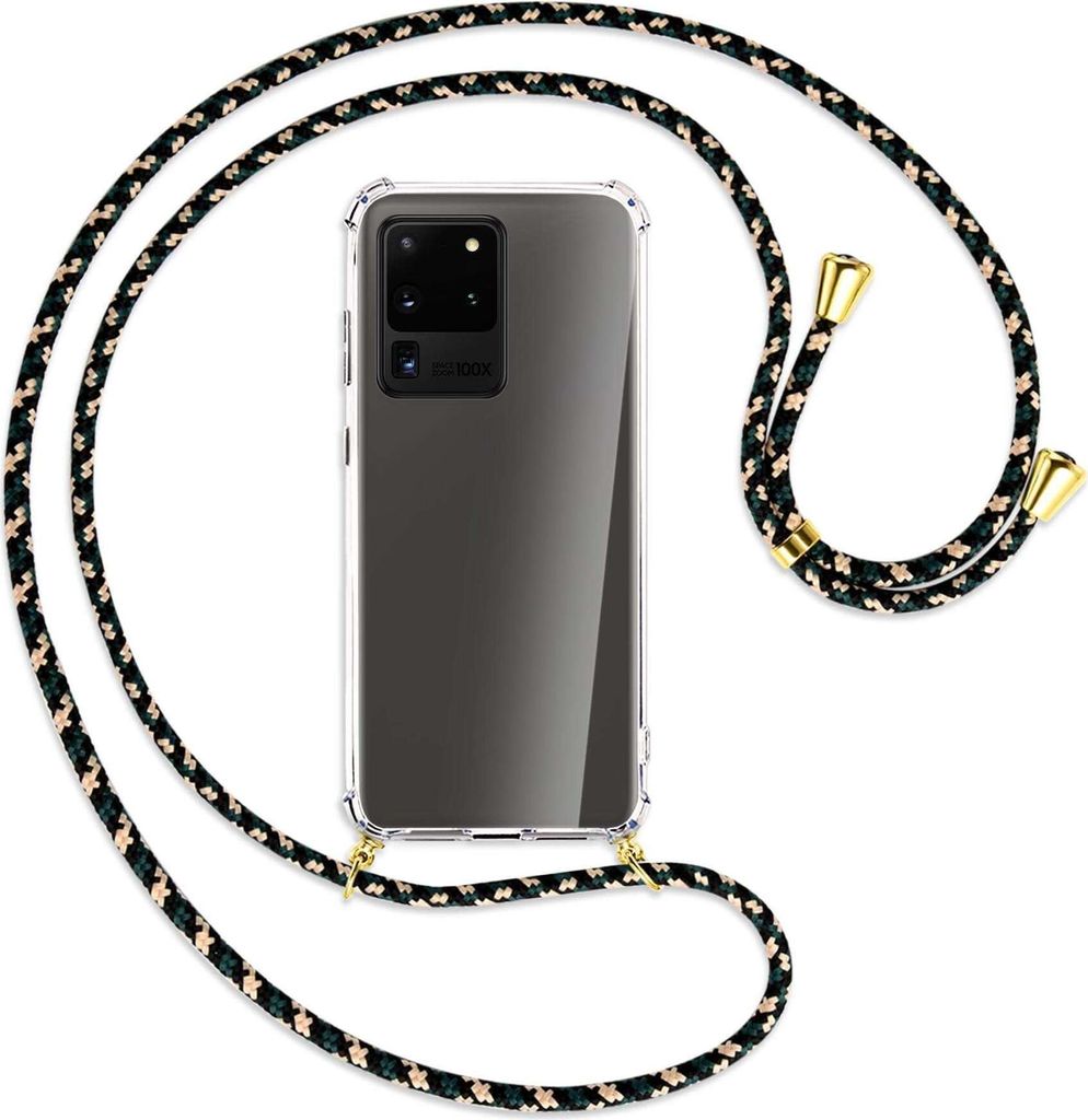 Handykette Backcover-Schutzhülle mit Band (Metall goldfarben) für Samsung Galaxy S20 Ultra - camouflage