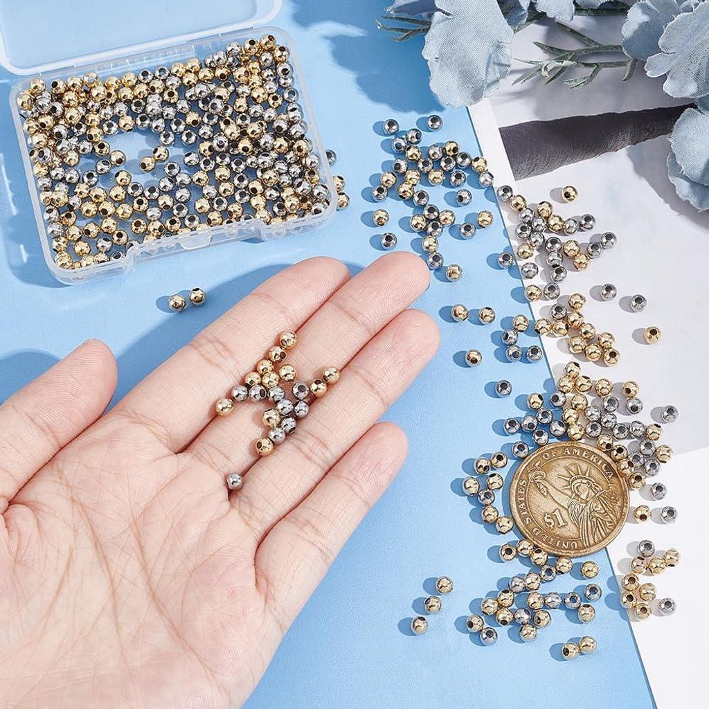 400 Stück 4 mm runde Abstandshalter aus Edelstahl - 2 Farben