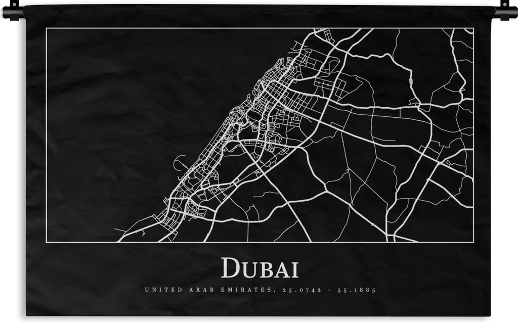 MuchoWow Wandteppich Wandbehang Dubai Stadtplan - Karte 150x100 cm Tapisserie Dekoration Wandtuch - Waschbar - Tapisserien - Wand-Decke