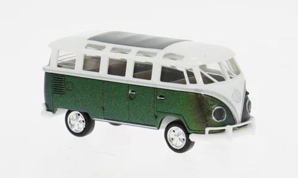 Brekina 31858 - 1/87 VW T1b Samba, weiss/dunkelgrün, 1960 - Produktbild 