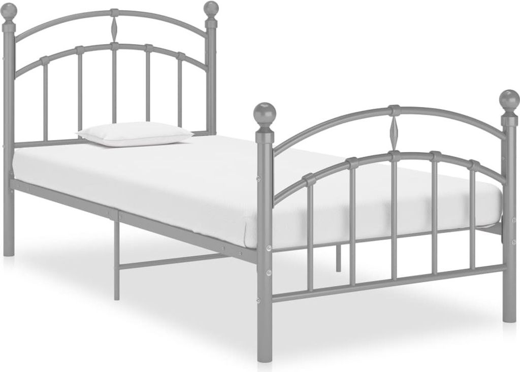 The Living Store Bettgestell Grau Metall 90x200 cm