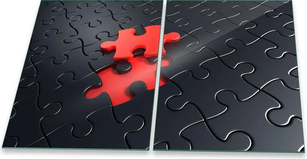 Protezione Piano Cottura Ceramica 2 Pezzi Puzzle Black 40x52 cm