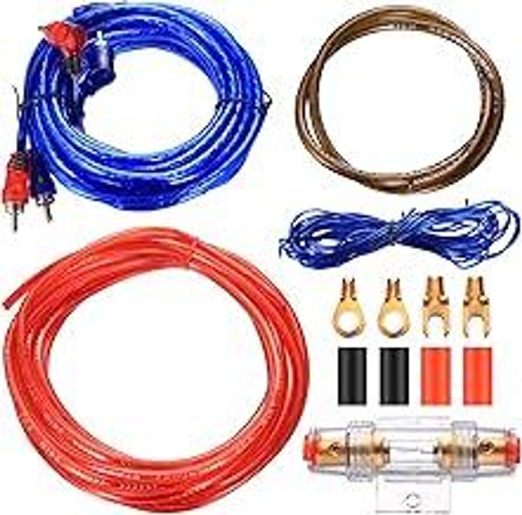 Kfz Verstärker Kabelsatz Anschluss Set, 1500w Verstärker Endstufe Kabel Set, 4,5 m 10GA Auto Subwoofer Kabel Set für Car Audio Wire Stromkabel E...