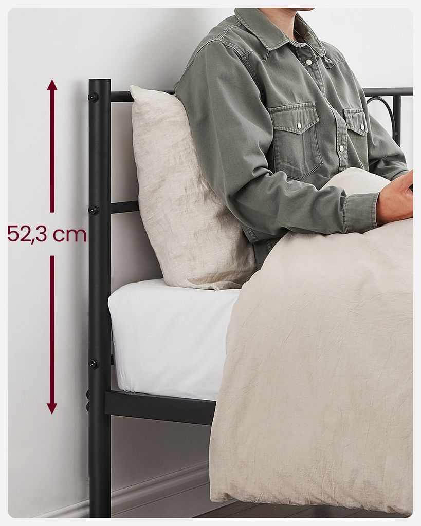 VASAGLE Bettgestell 140 x 200 cm, mit Kopfteil, Metallbett, Produktbild 
